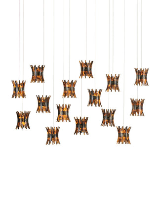 Currey and Company - 9000-1044 - 15 Light Pendant - Alsop - Brown/Black/Natural/Silver