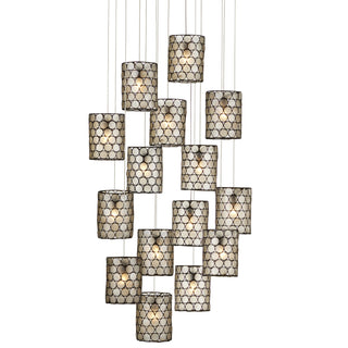 Currey and Company - 9000-1050 - 15 Light Pendant - Regatta - Natural/Cupertino/Silver