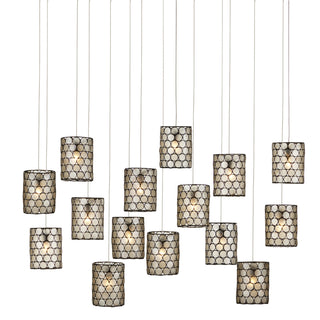Currey and Company - 9000-1051 - 15 Light Pendant - Regatta - Natural/Cupertino/Silver