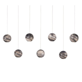 Currey and Company - 9000-1068 - Seven Light Pendant - Palatino - Earth with Speckles/Silver