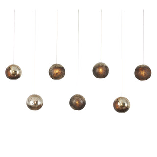 Currey and Company - 9000-1069 - Seven Light Pendant - Pathos - Charcoal/Antique Silver/Antique Gold/Silver