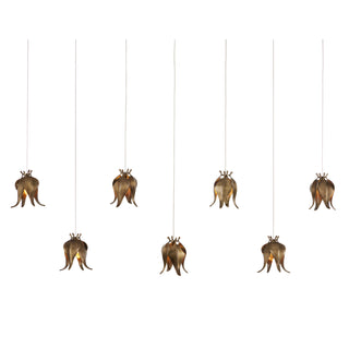Currey and Company - 9000-1070 - Seven Light Pendant - Iota - Antique Brass/Silver