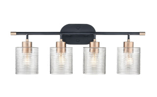 Millennium - 9414-MB/MG - Four Light Vanity - Renitta - Matte Black/Modern Gold