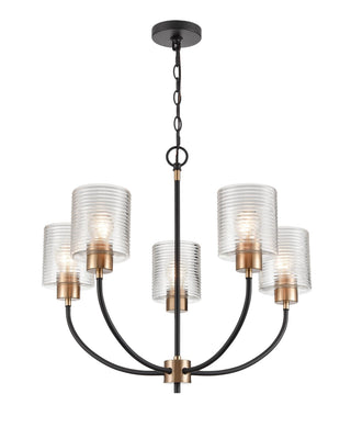 Millennium - 9425-MB/MG - Five Light Chandelier - Renitta - Matte Black/Modern Gold