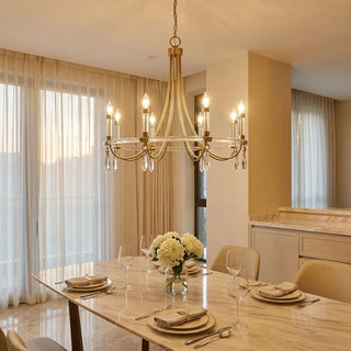 Mayfair Eight Light Chandelier in Warm Brass and Chrome