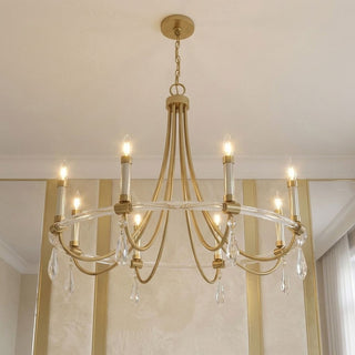Mayfair Eight Light Chandelier in Warm Brass and Chrome