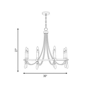Mayfair Eight Light Chandelier in Warm Brass and Chrome