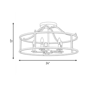 Stockton Five Light Semi Flush Mount in Warm Brass