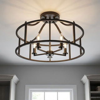 Stockton Five Light Semi Flush Mount in Matte Black