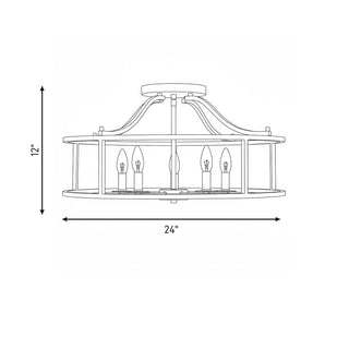 Stockton Five Light Semi Flush Mount in Satin Nickel