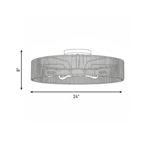 Ashe Five Light Semi Flush Mount in Warm Brass and Rope