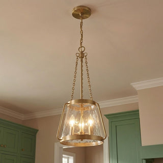 Crawford Three Light Pendant in Warm Brass