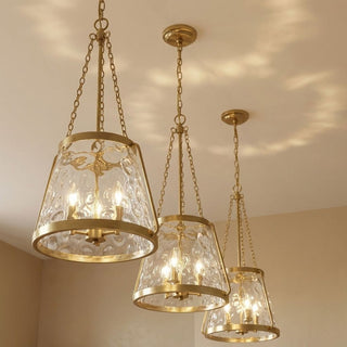 Crawford Four Light Pendant in Warm Brass