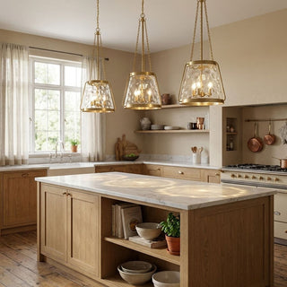Crawford Four Light Pendant in Warm Brass