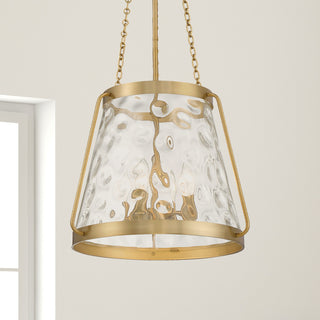 Crawford Four Light Pendant in Warm Brass