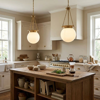 Manor Three Light Pendant in Warm Brass