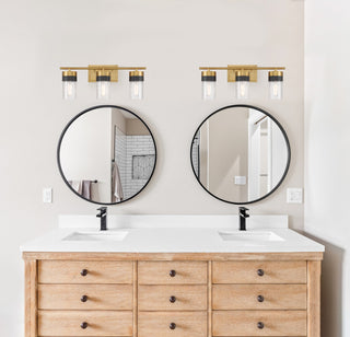 Brickell Three Light Bathroom Vanity in Warm Brass