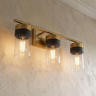Brickell Three Light Bathroom Vanity in Warm Brass