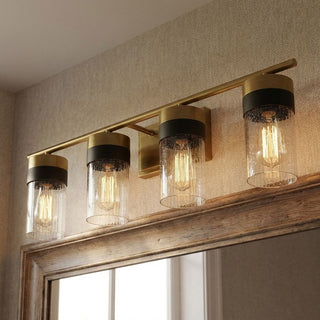 Brickell Four Light Bathroom Vanity in Warm Brass