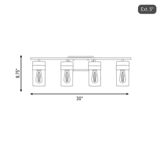 Brickell Four Light Bathroom Vanity in Warm Brass