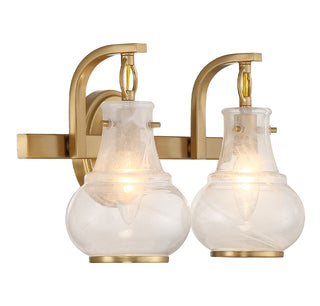 Adams Two Light Bathroom Vanity in Warm Brass