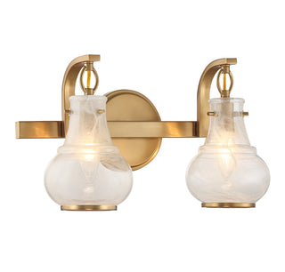 Adams Two Light Bathroom Vanity in Warm Brass