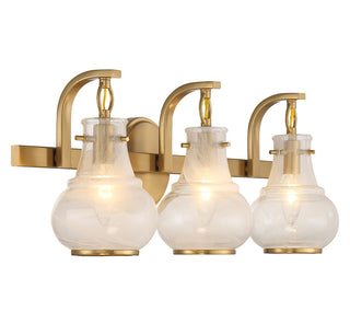 Adams Three Light Bathroom Vanity in Warm Brass