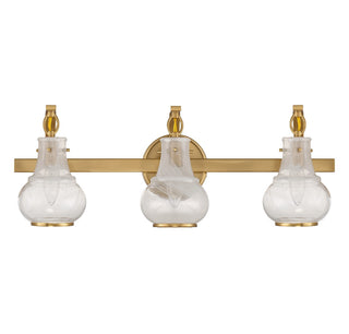 Adams Three Light Bathroom Vanity in Warm Brass