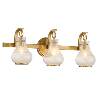 Adams Three Light Bathroom Vanity in Warm Brass