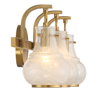 Adams Three Light Bathroom Vanity in Warm Brass