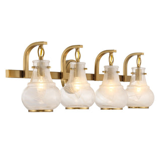 Adams Four Light Bathroom Vanity in Warm Brass