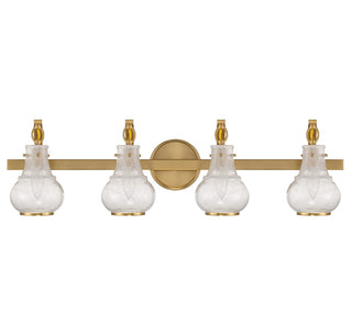 Adams Four Light Bathroom Vanity in Warm Brass