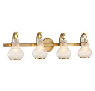 Adams Four Light Bathroom Vanity in Warm Brass