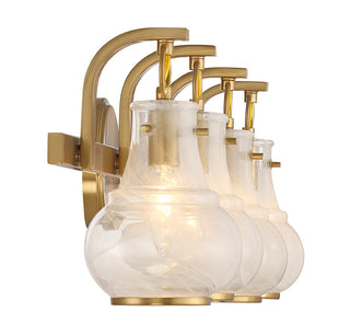 Adams Four Light Bathroom Vanity in Warm Brass