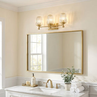 Garnet Three Light Bathroom Vanity in Warm Brass