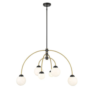 Meridian - M100114MBKNB - LED Chandelier - Matte Black with Natural Brass
