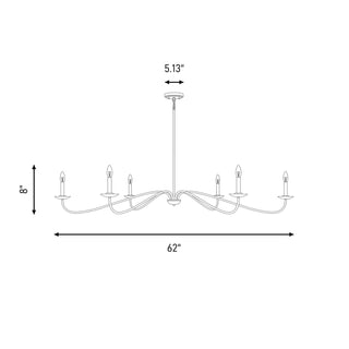 Six Light Chandelier in Natural Brass