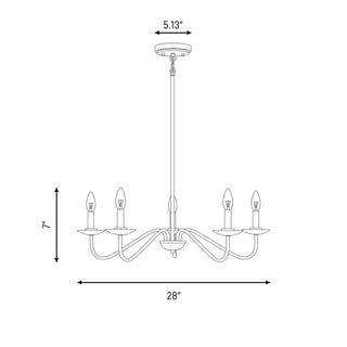 Five Light Chandelier in Matte Black