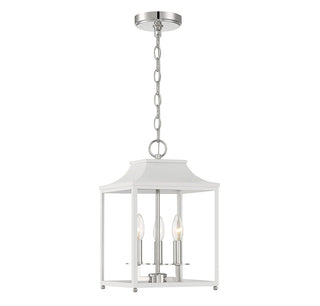 Meridian - M30013WHPN - Three Light Pendant - White with Polished Nickel