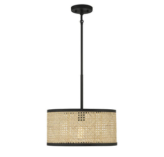 Meridian - M7018MBK - One Light Pendant - Natural Cane with Matte Black