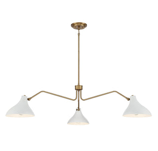 Meridian - M7019WHNB - Three Light Pendant - White with Natural Brass