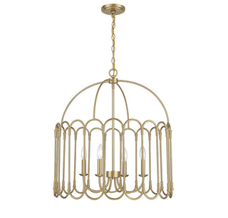 Meridian - M7029NB - Four Light Pendant - Natural Brass
