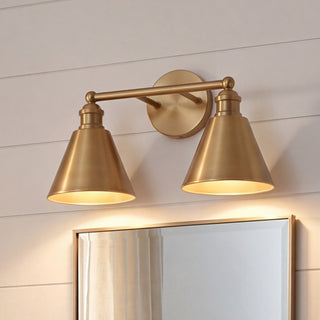 Two Light Bathroom Vanity in Natural Brass