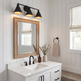 Three Light Bathroom Vanity in Matte Black