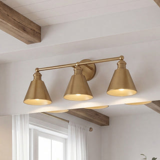 Three Light Bathroom Vanity in Natural Brass