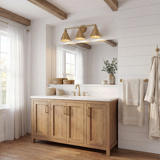 Three Light Bathroom Vanity in Natural Brass