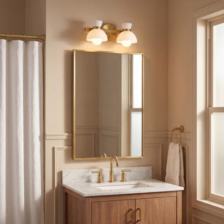 Two Light Bathroom Vanity in Natural Brass