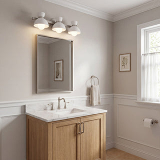 Three Light Bathroom Vanity in Brushed Nickel