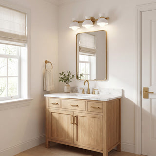 Three Light Bathroom Vanity in Natural Brass