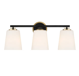Meridian - M80078MBKNB - Three Light Bathroom Vanity - Matte Black and Natural Brass